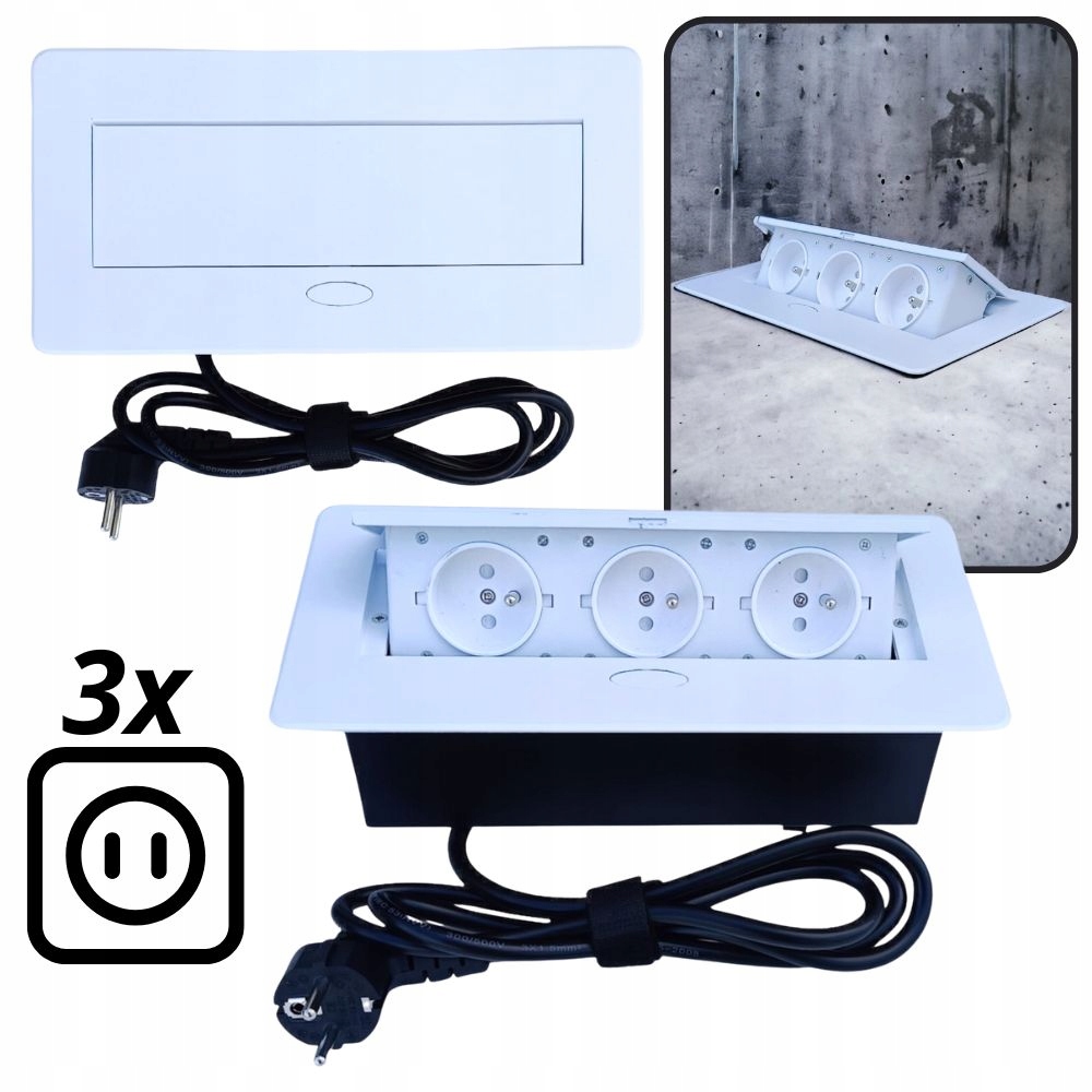 Dizajn Light elektrická zásuvka na dosku, biela